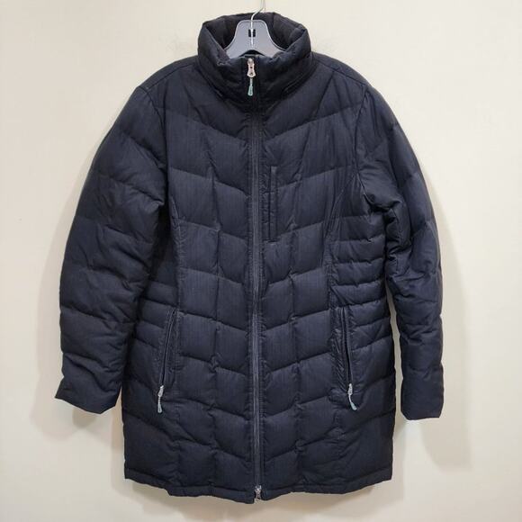 Lands' End black woman's down puffer winter coat mid thigh length size large - Picture 10 of 10